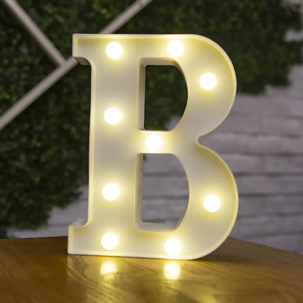LED Alphabet Letter Lights - Plastic Marquee Table Lamps for Home Decor, Birthday & Wedding Party Lighting - Wall Hanging Word Symbols for Everyday Use, Bedroom, Living Room, Nursery and Office Decorations