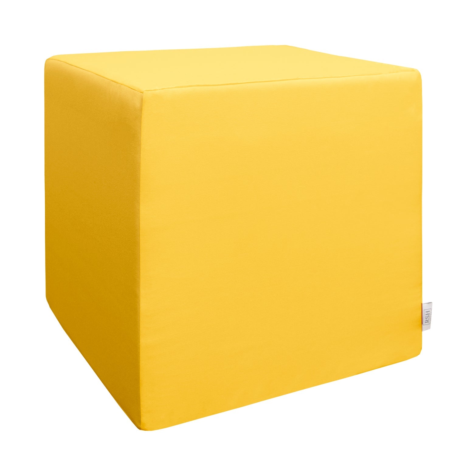 Sunbrella Canvas Yellow Square Pouf Cube - Water-Resistant Indoor/Outdoor Ottoman for Patio, Living Room & Bedroom Decor