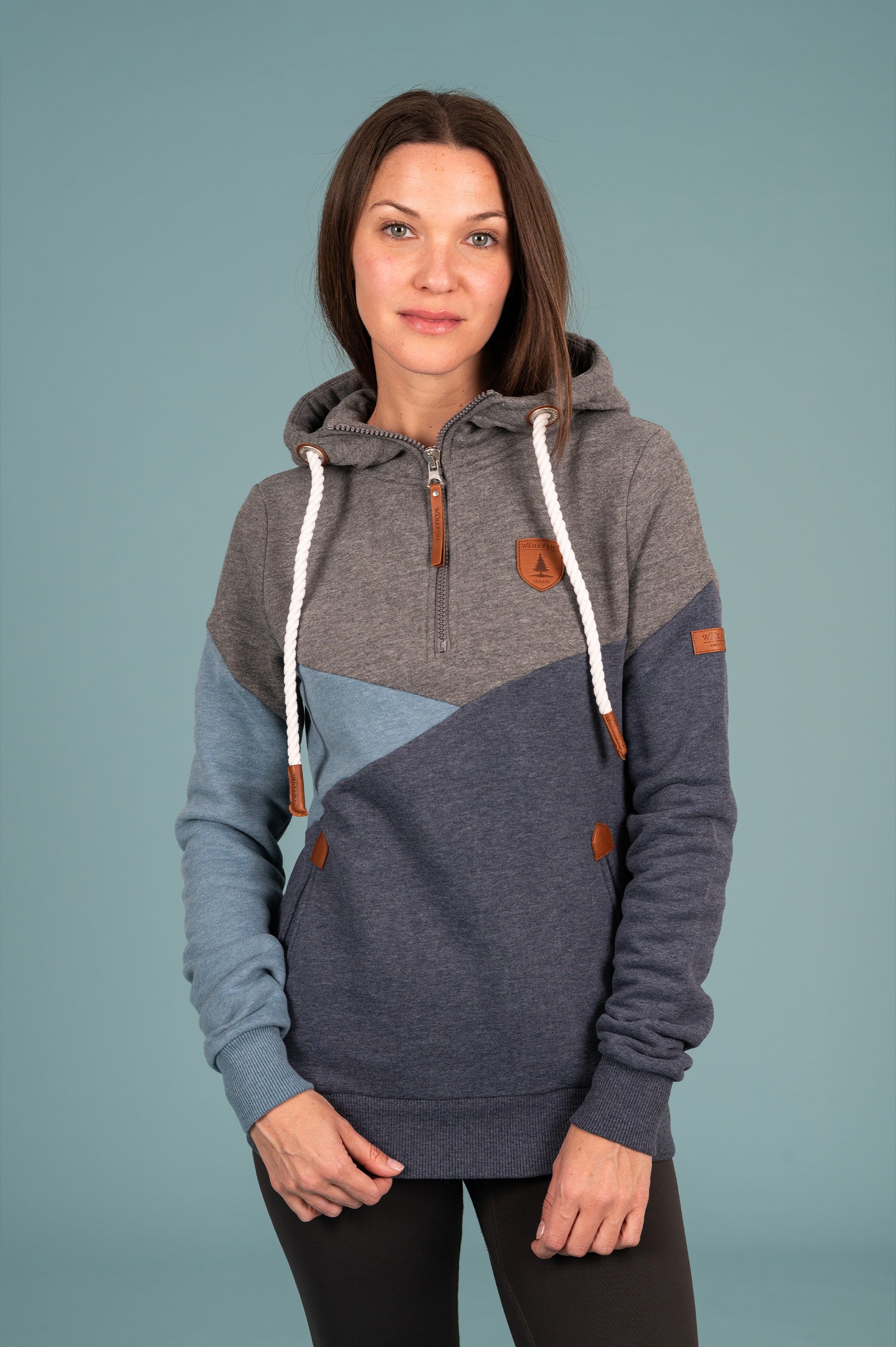 Roxy Petrol Mix Half Zip Hoodie for Women - Lightweight Pullover Fleece Jacket with Kangaroo Pocket - Perfect for Casual Wear, Outdoor Activities & Travel