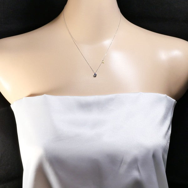 18K Yellow Gold & 10K White Gold Synthetic Stone Necklace - Elegant Fashion Jewelry for Women, Perfect for Parties, Weddings & Special Occasions