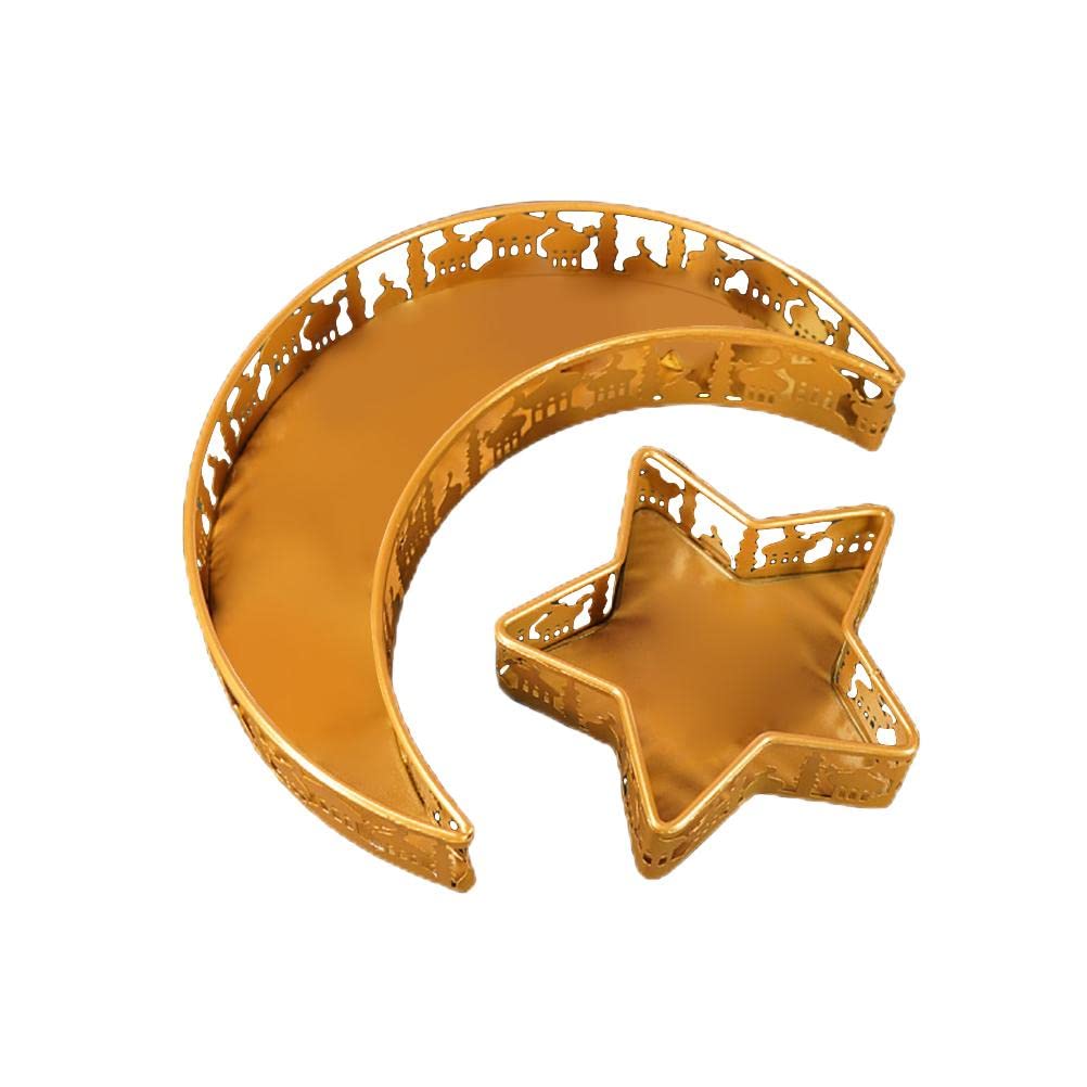 2022 New Eid Mubarak Moon Star Serving Tray - Islamic Party Supplies for Ramadan Desserts, Food Storage & Tableware - Perfect for Muslim Celebrations, Iftar Parties & Home Decor
