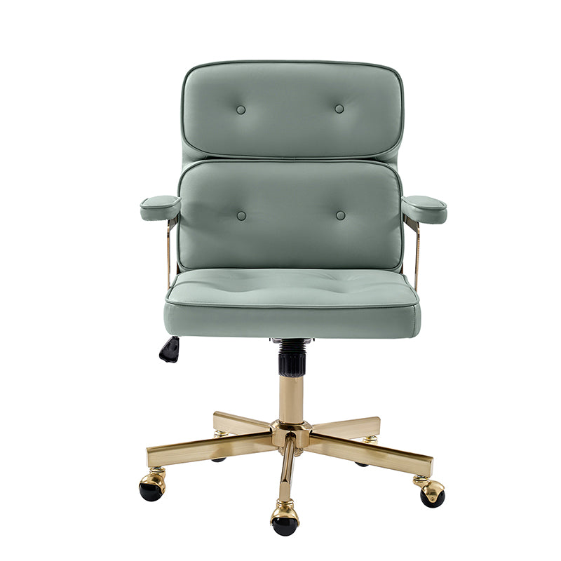 Denise Upholstered Swivel Office Chair - Ergonomic Executive Desk Chair with Adjustable Height & Lumbar Support - Perfect for Home Office, Gaming & Conference Rooms