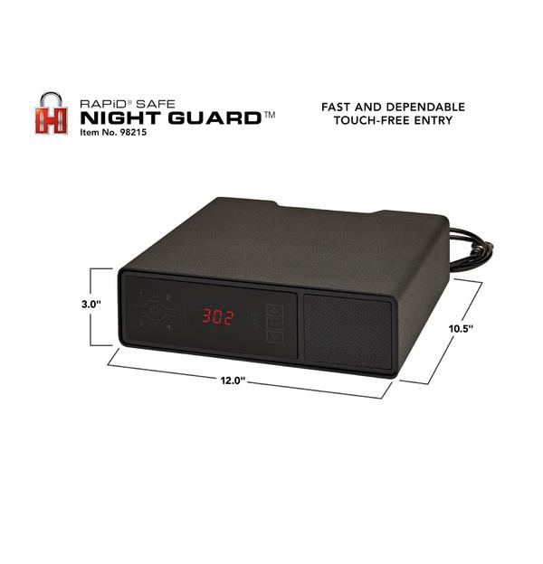 Hornady Rapid Safe Night Guard Clock 98215 - Biometric Handgun Safe with Alarm Clock for Bedside & Home Security | Quick Access Pistol Safe for Nightstand & Travel Protection