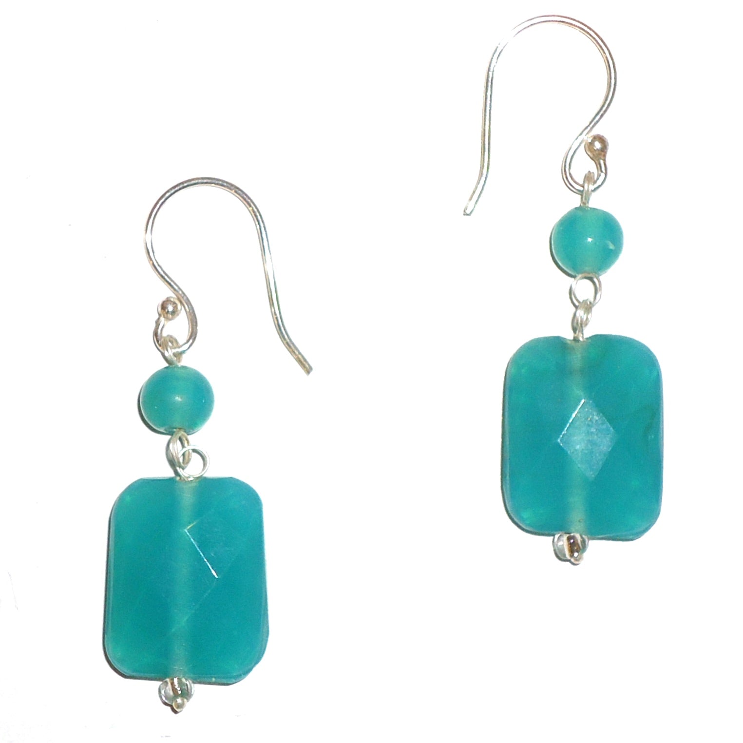 Faceted Rectangle Earrings for Women - Teal Blue Gemstone Dangle Earrings | Perfect for Parties, Weddings & Evening Events