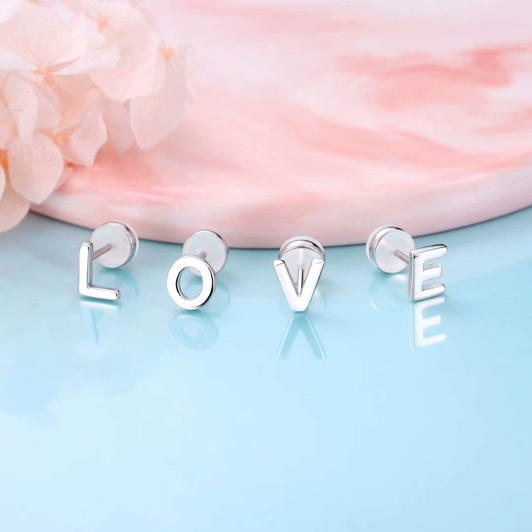 925 Sterling Silver Initial Stud Earrings for Women - Hypoallergenic Small Letter Earrings - Dainty Everyday Jewelry Gift for Her - Perfect for Birthdays, Anniversaries & Special Occasions