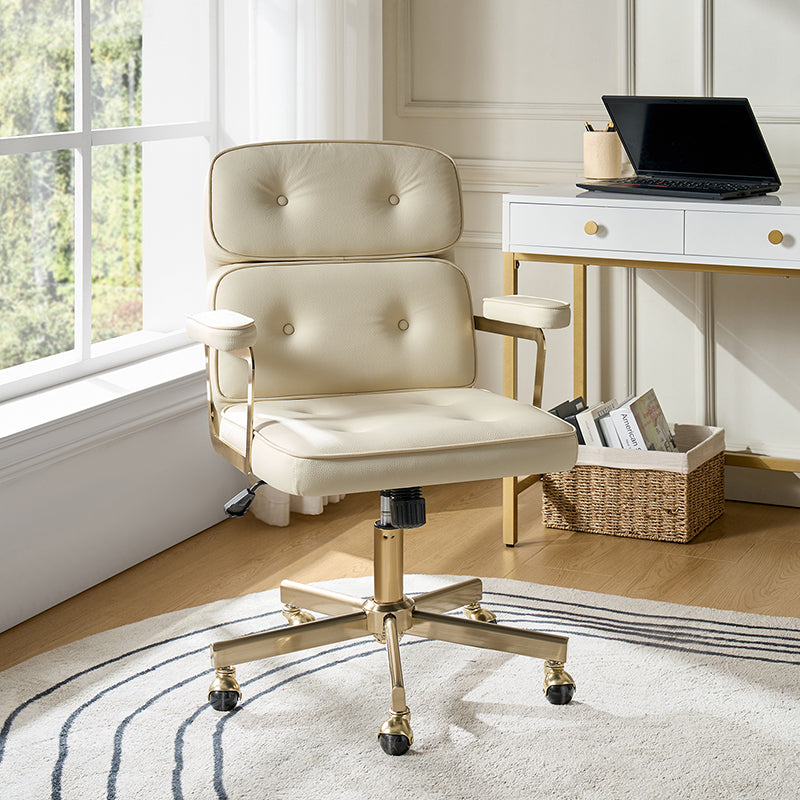 Denise Upholstered Swivel Office Chair - Ergonomic Executive Desk Chair with Adjustable Height & Lumbar Support - Perfect for Home Office, Gaming & Conference Rooms