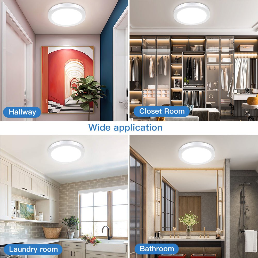 Depuley 24W/18W/12W Ultra-Thin Flush Mount LED Ceiling Light Fixture, Round Surface Mount Downlight for Closet, Bedroom, Kitchen, Dining Room, Kids Room & Dorm - 5000K Daylight White / 3000K Warm White - Energy Efficient Modern Lighting for Home & Office Spaces