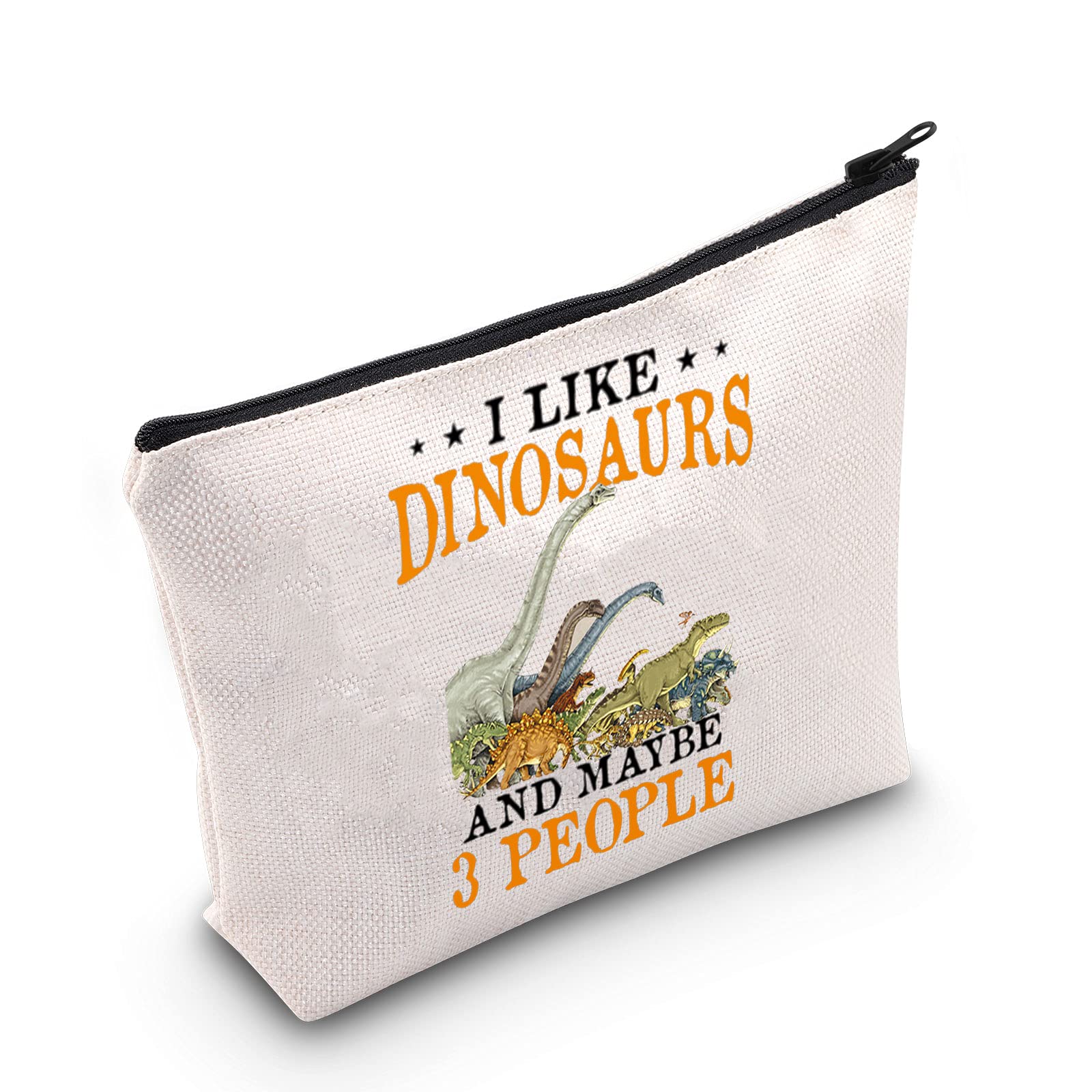 LEVLO Funny Dinosaur Cosmetic Makeup Bag - Shark Lover Gift for Women & Girls | Waterproof Zipper Pouch for Travel, School & Daily Use | Cute Dinosaur Makeup Organizer (I Like Dinosaurs Design)