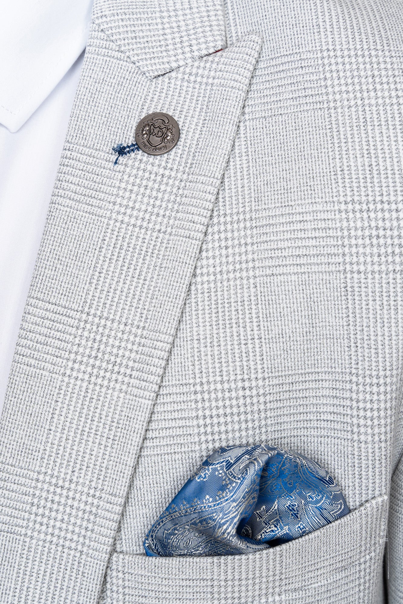 BROMLEY Stone Check Suit with Kelvin Sky Waistcoat - Premium Men's Formal Wear for Business Meetings & Wedding Attire