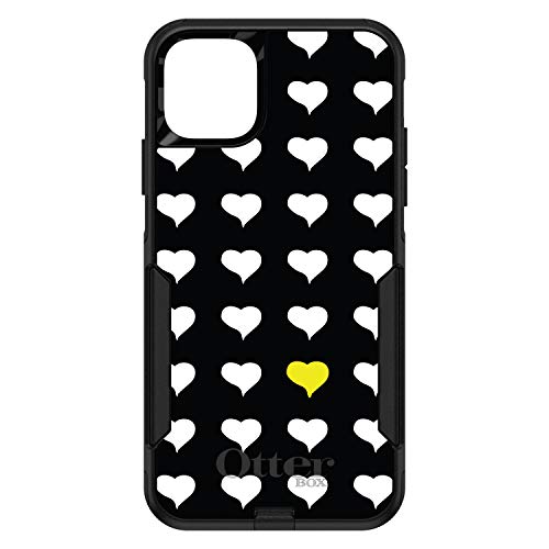 Yellow White Black Repeating Hearts On Black Case