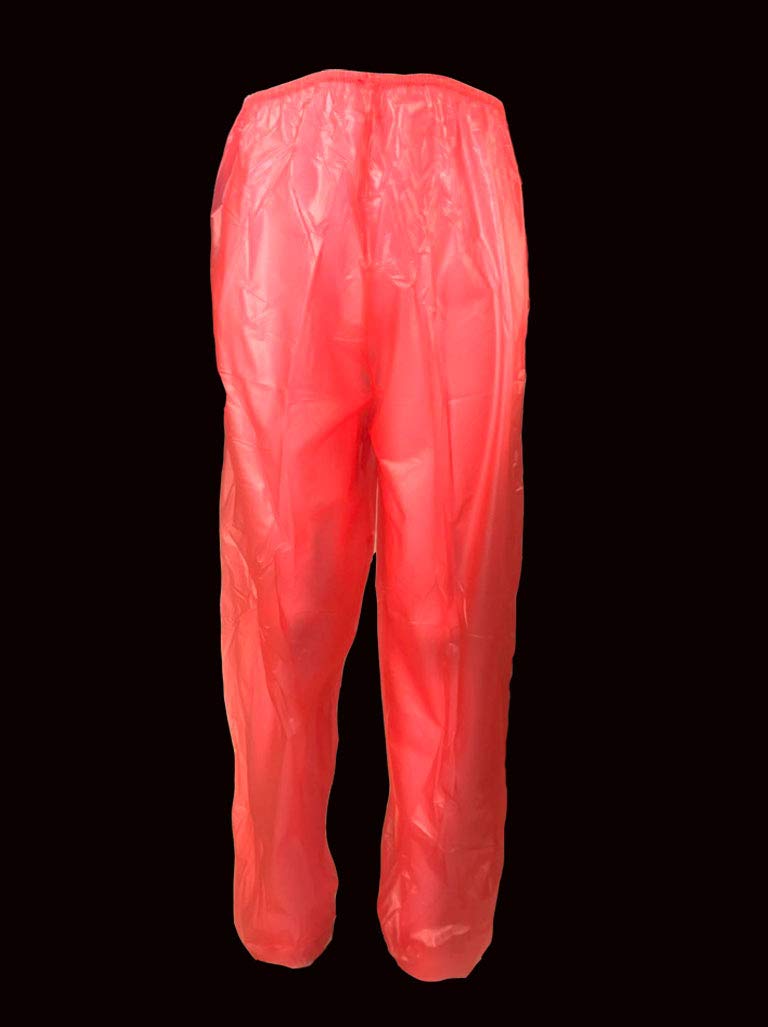 Transparent Red Plastic Jogging Bottoms - Large Size Men's Athletic Pants for Running, Gym & Casual Wear