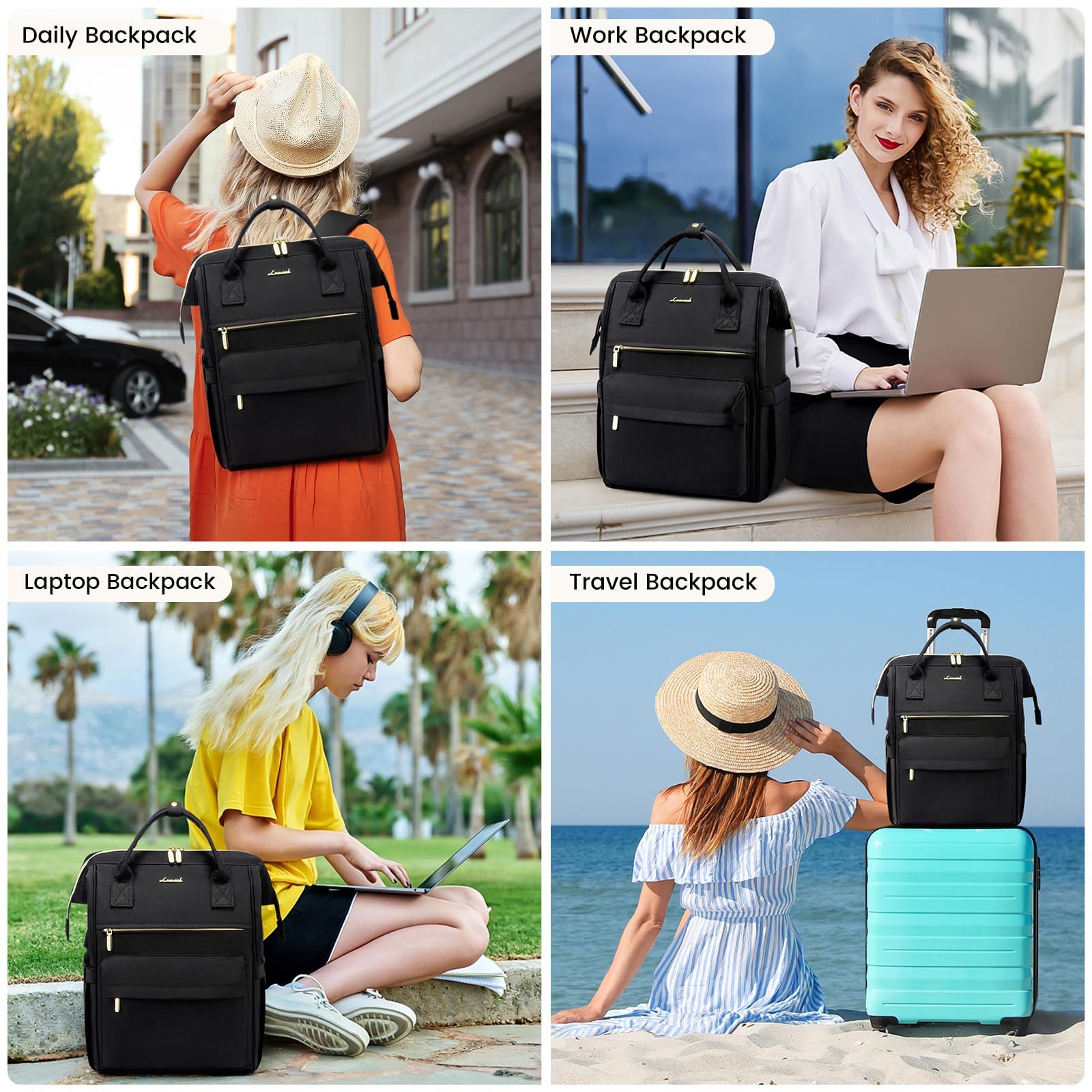 LOVEVOOK Waterproof Laptop Backpack for Women - 18 Inch Work Bag with USB Charging Port, Professional Business Travel Computer Backpack for Teachers, Nurses & Office Workers - Perfect for Commuting, Business Trips & Daily Use