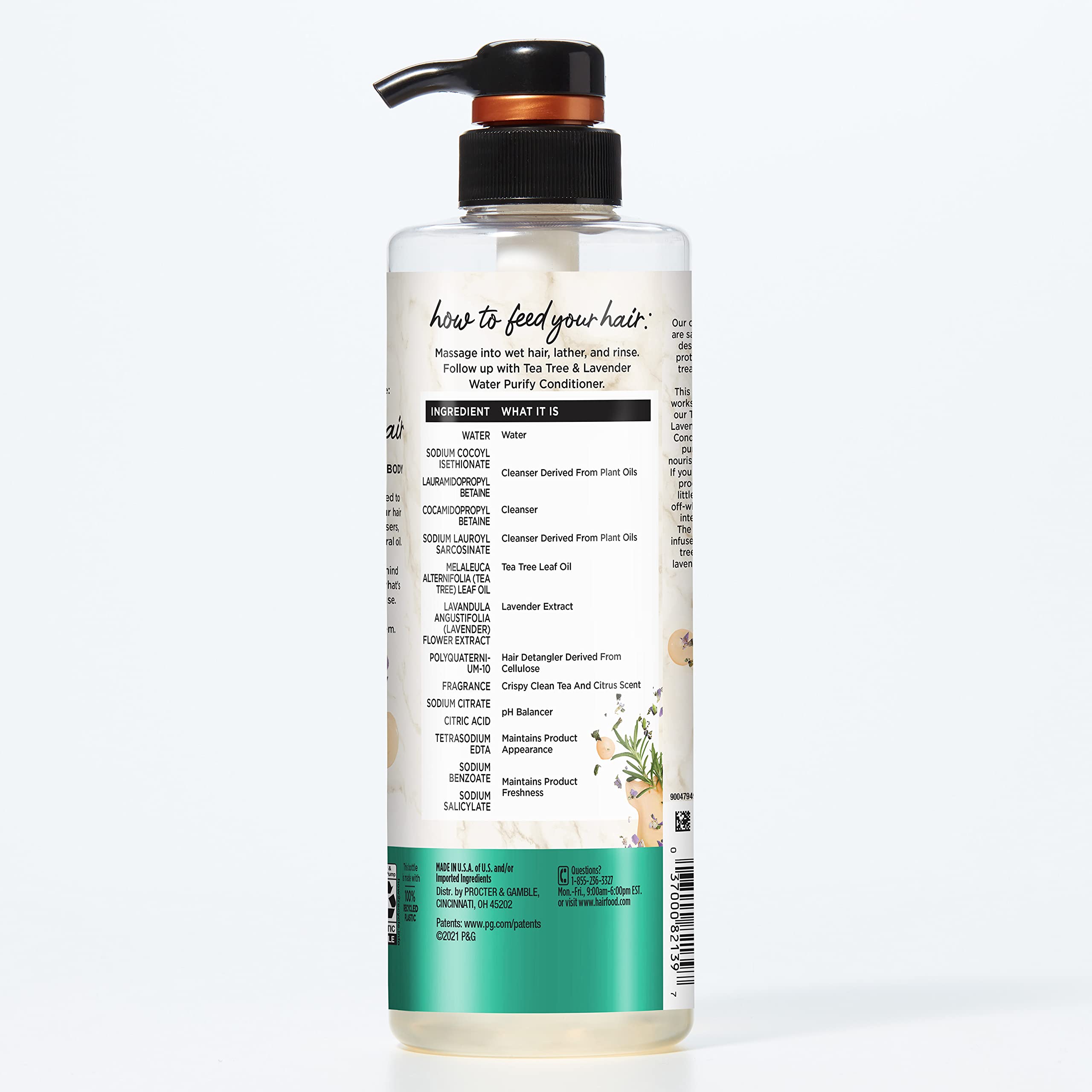 Tea Tree & Lavender Sulfate-Free Shampoo - 17.9 Fl Oz Purifying Hair Treatment for Dry Scalp & Dandruff Relief | Natural Hair Care for Daily Use & Color-Treated Hair