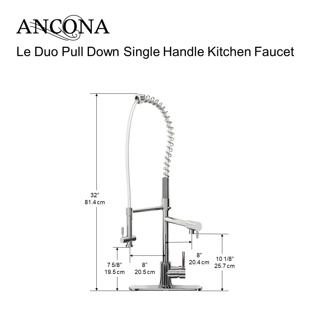 Le Duo Pull Down Single Handle Kitchen Faucet - Modern Stainless Steel Sink Faucet with High Arc Spout for Easy Washing | Perfect for Home, Restaurant & Commercial Kitchen Use