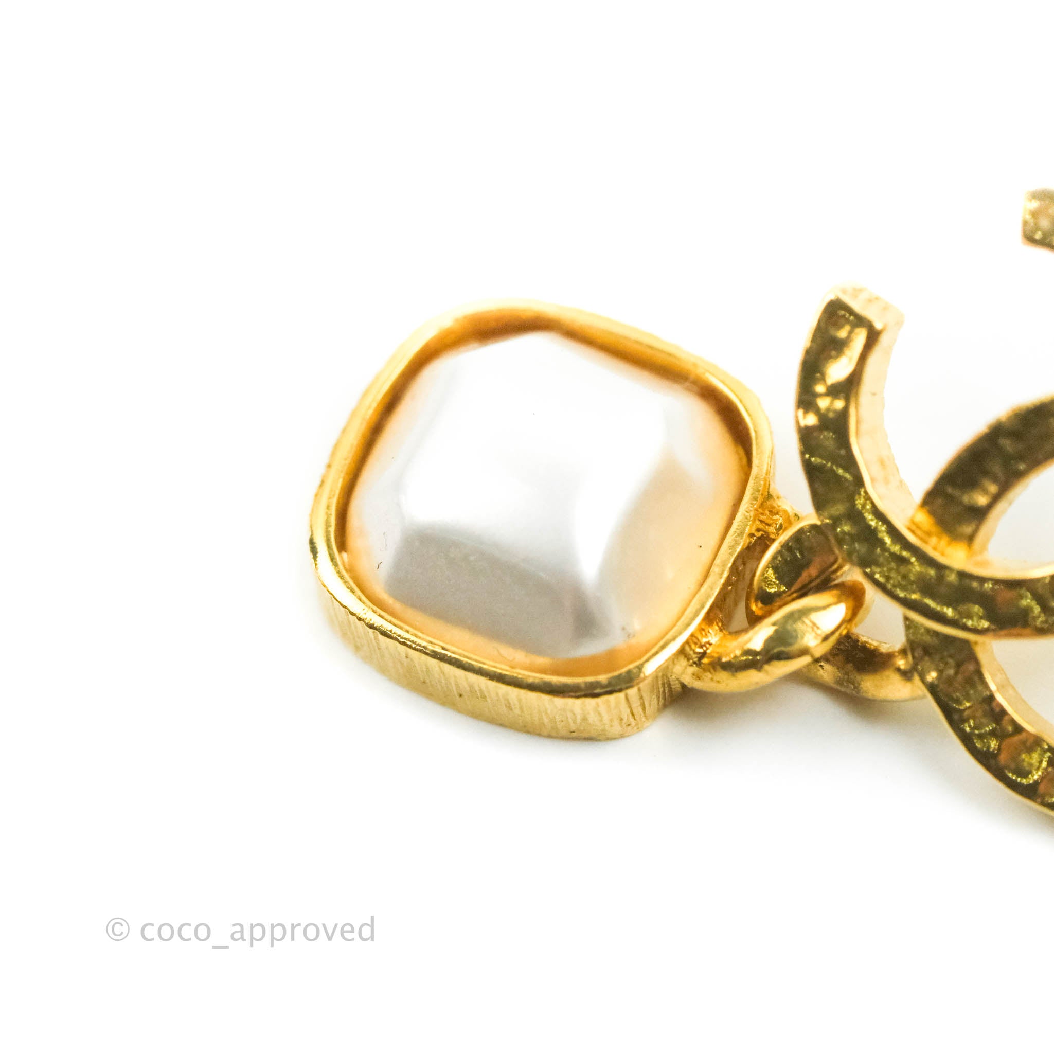 Chanel CC Drop Pearl Earrings - 20K Gold Tone Luxury Fashion Jewelry for Women | Perfect for Parties, Weddings & Special Occasions