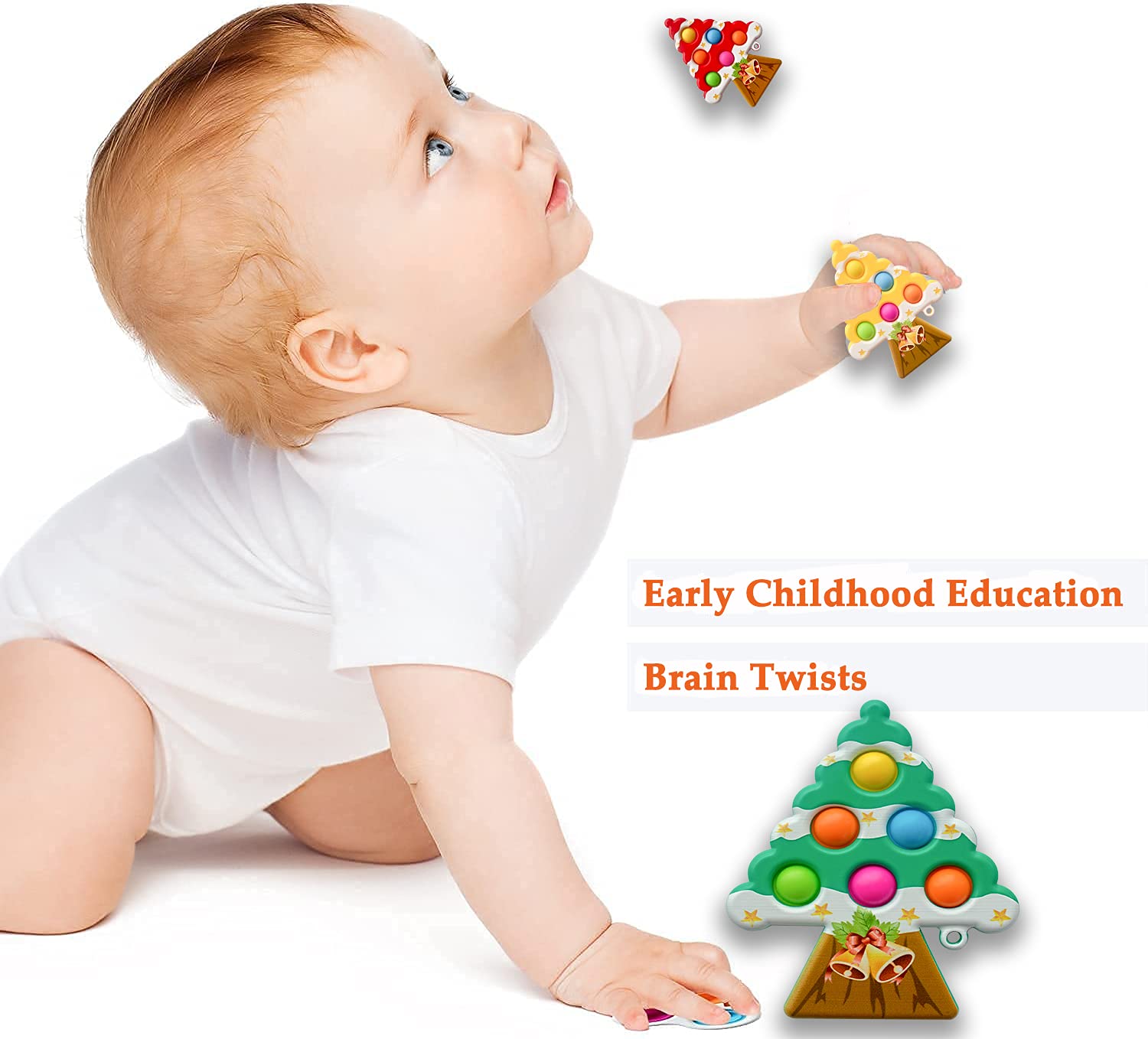 Fidget Toys for Adults & Kids - 3PCS Christmas Tree Sensory Push Pop Bubble Poppers - Stress Relief & Anxiety Relief Toys for Classroom, Office, Travel
