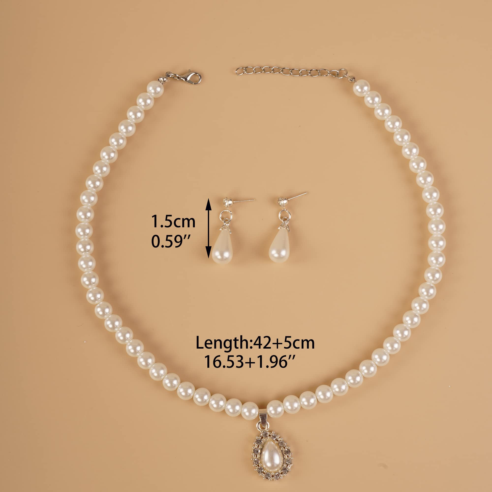 Bridal Pearl Necklace Set - Ivory Teardrop Earrings for Wedding & Party