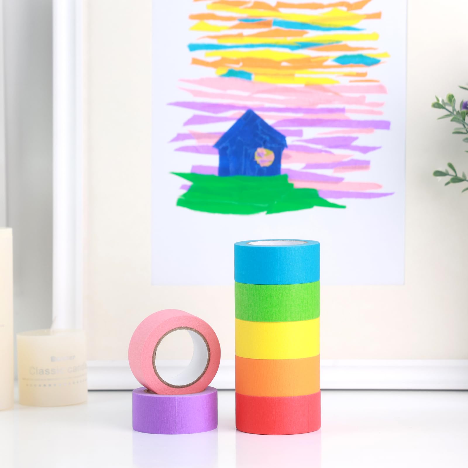 VGOODALL Colored Masking Tape - 7 Rolls Multi Pack (330 Feet x 1 Inch) - Vibrant Rainbow Craft Tape for Painting, Labeling & Color Coding - Perfect for DIY Projects, Scrapbooking, Home Organization & Office Use