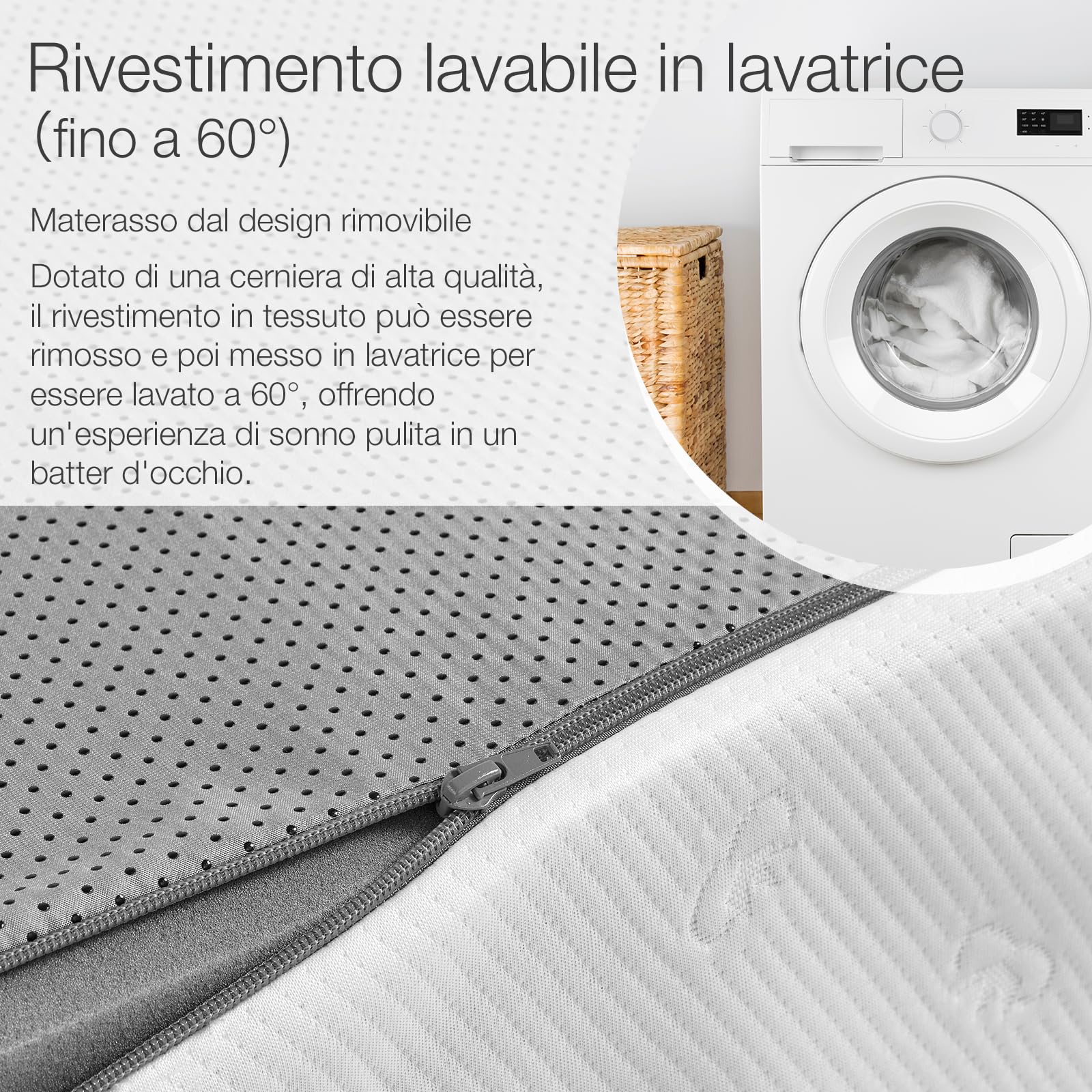 Novilla 140x200cm Queen Size Mattress, 18cm Height, Gel Memory Foam with Bamboo Fiber Breathable Cover, Perfect Support & Skin-Friendly - Ideal for Couples, Bedrooms & Guest Rooms