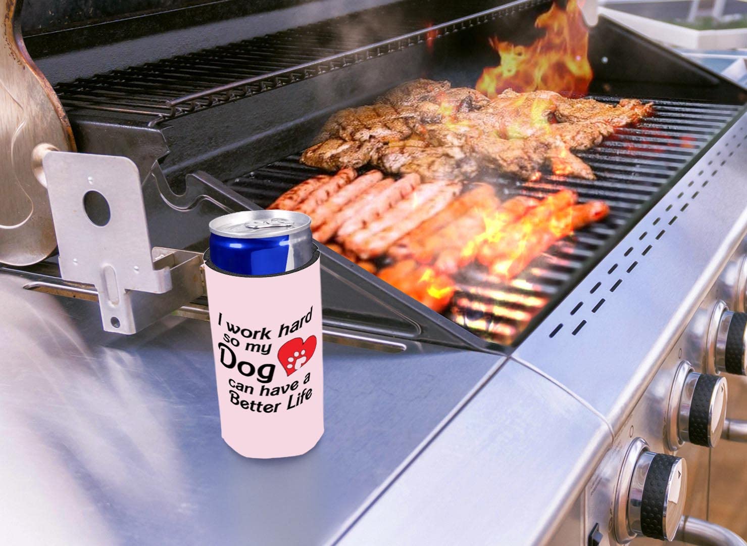 96-Pack Ultra Slim Heart Paw Print Can Coolers for Dog Lovers - Perfect for Beer, Soda & Beverages at Parties, BBQs & Pet-Friendly Gatherings