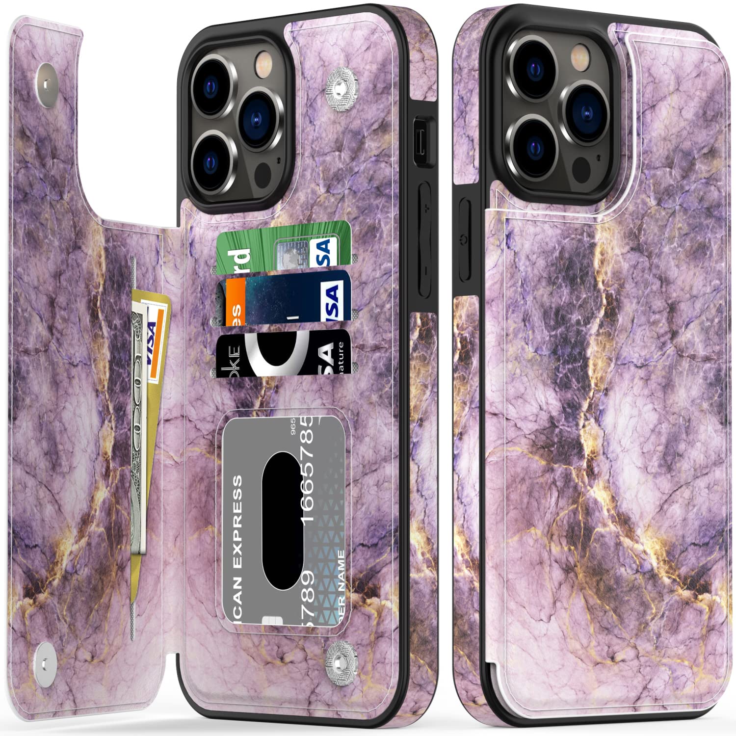 Premium Luxury Flip Folio Leather Wallet Case for iPhone 12 Pro Max (6.7