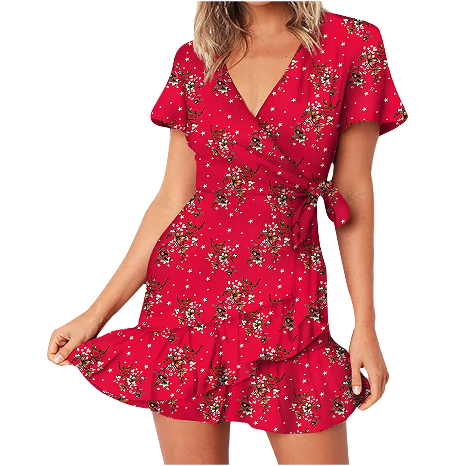 Women's Floral Beach Party Dress - Casual Summer Sleeveless Halter Neck Boho Print Sundress | Perfect for Poolside, Vacation & Summer Outings