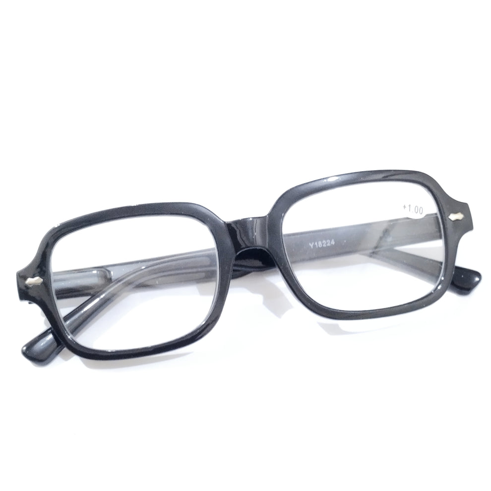 Black Frame Reading Glasses +1.00 Power for Men & Women - Lightweight Comfortable Readers for Daily Use, Work, and Reading Books