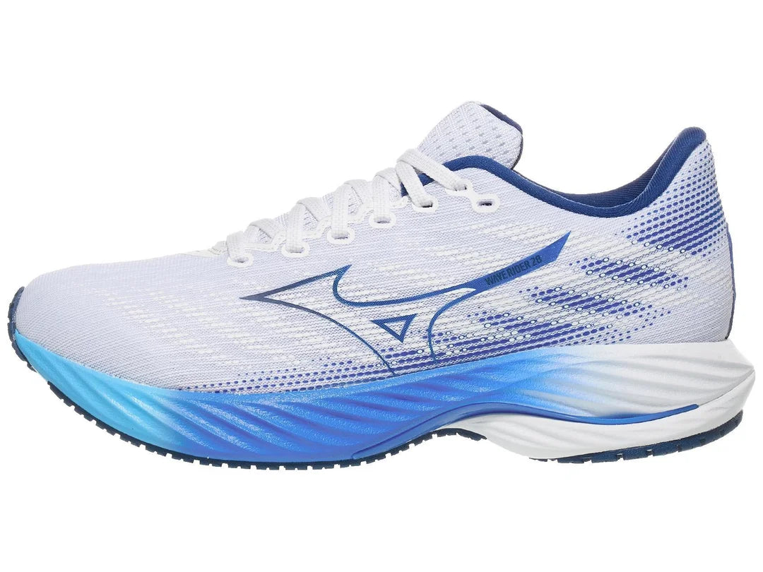 New Balance Men's Wave Rider 28 Running Shoes - White/Estate Blue - Lightweight Cushioned Sneakers for Jogging, Gym Workouts & Everyday Wear