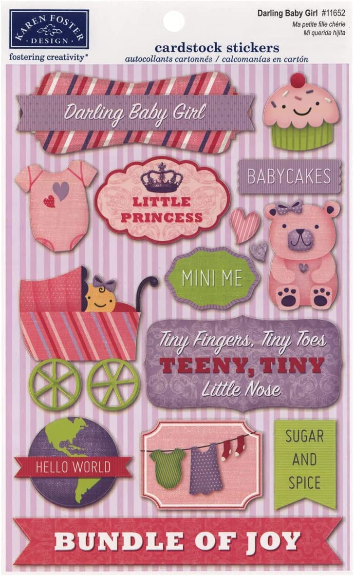 Premium Cardstock Stickers for Baby Girls - Cute Nursery Decor, Scrapbooking & DIY Crafts - Perfect for Baby Showers, Birth Announcements & Memory Books