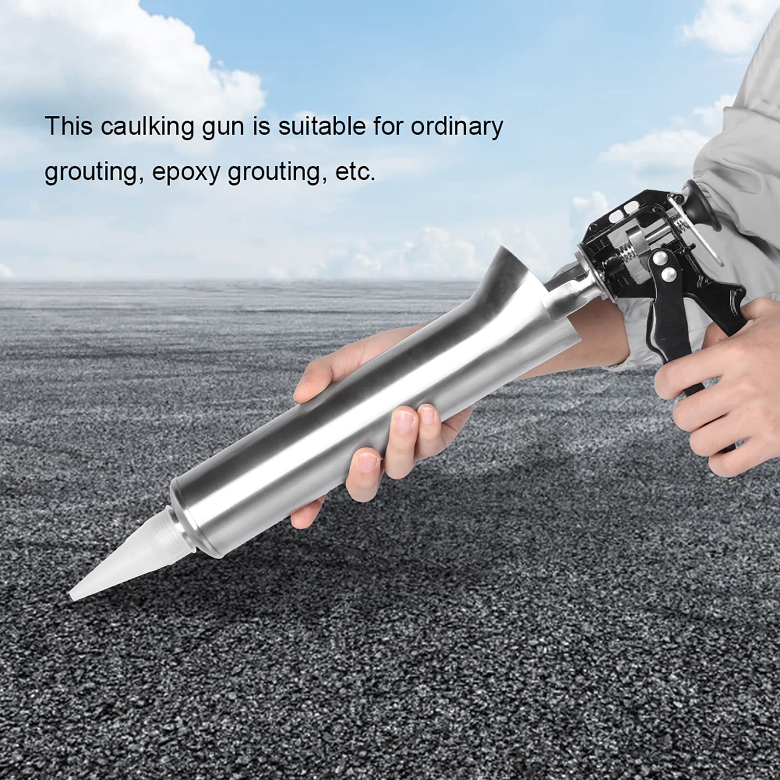 Stainless Steel Grouting Gun for Ceramic Tiles - Heavy Duty Caulking Tool for Mortar, Cement, Lime & Joint Sealer - Perfect for Home Renovation & DIY Tile Projects