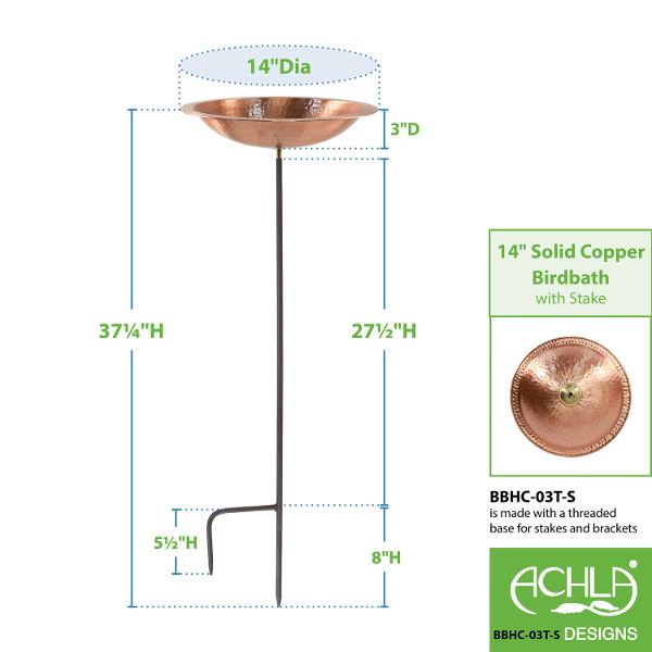 Handmade Hammered Solid Copper Birdbath for Garden - Outdoor Decorative Bird Bath with Rustic Patina Finish - Perfect for Attracting Birds to Your Backyard, Patio or Garden Decor