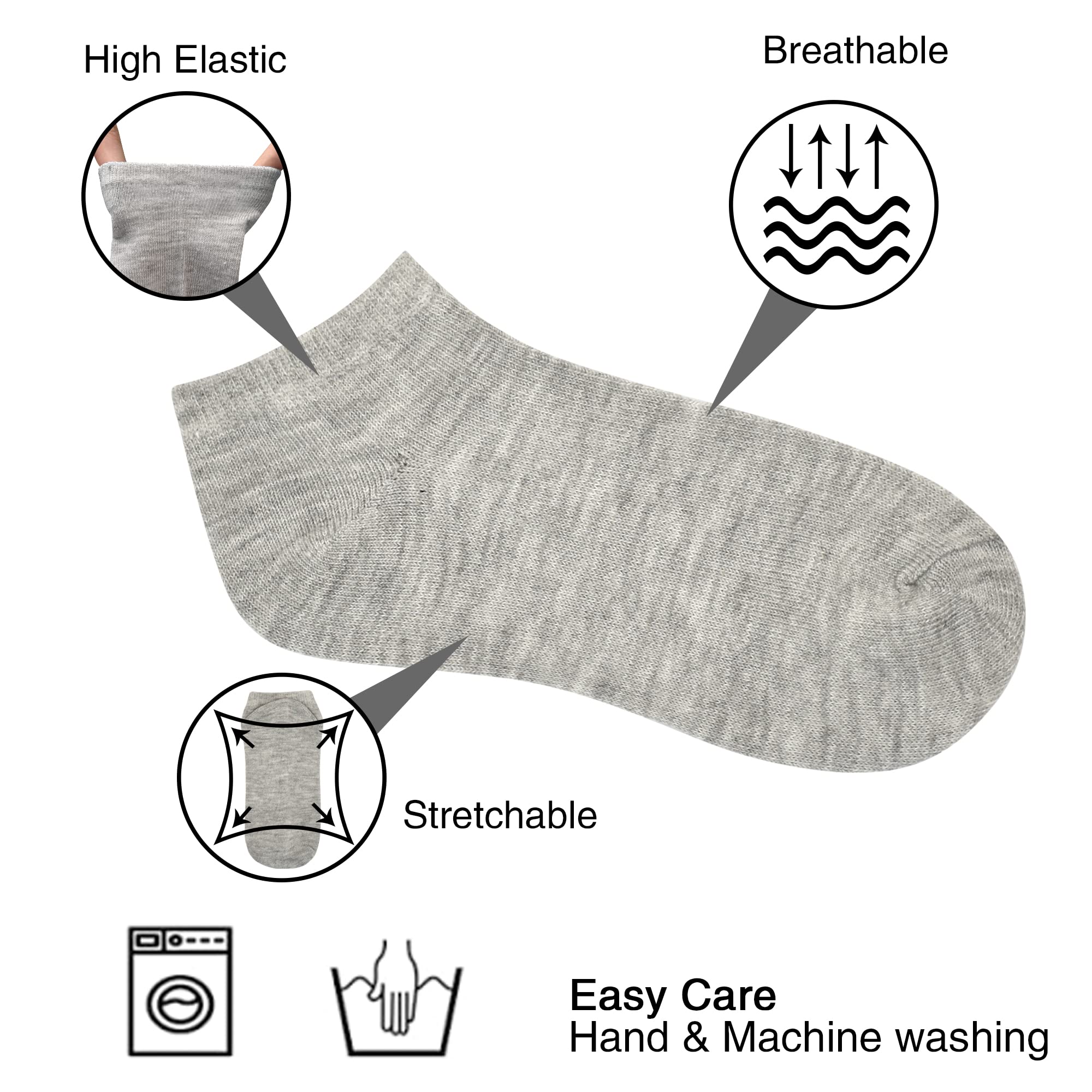 GENTABY Kids Ankle Socks - 15 Pairs Low Cut Toddler Socks for Boys & Girls (1-13 Years) - Black, White, Gray Trainer Socks for School, Sports & Everyday Wear