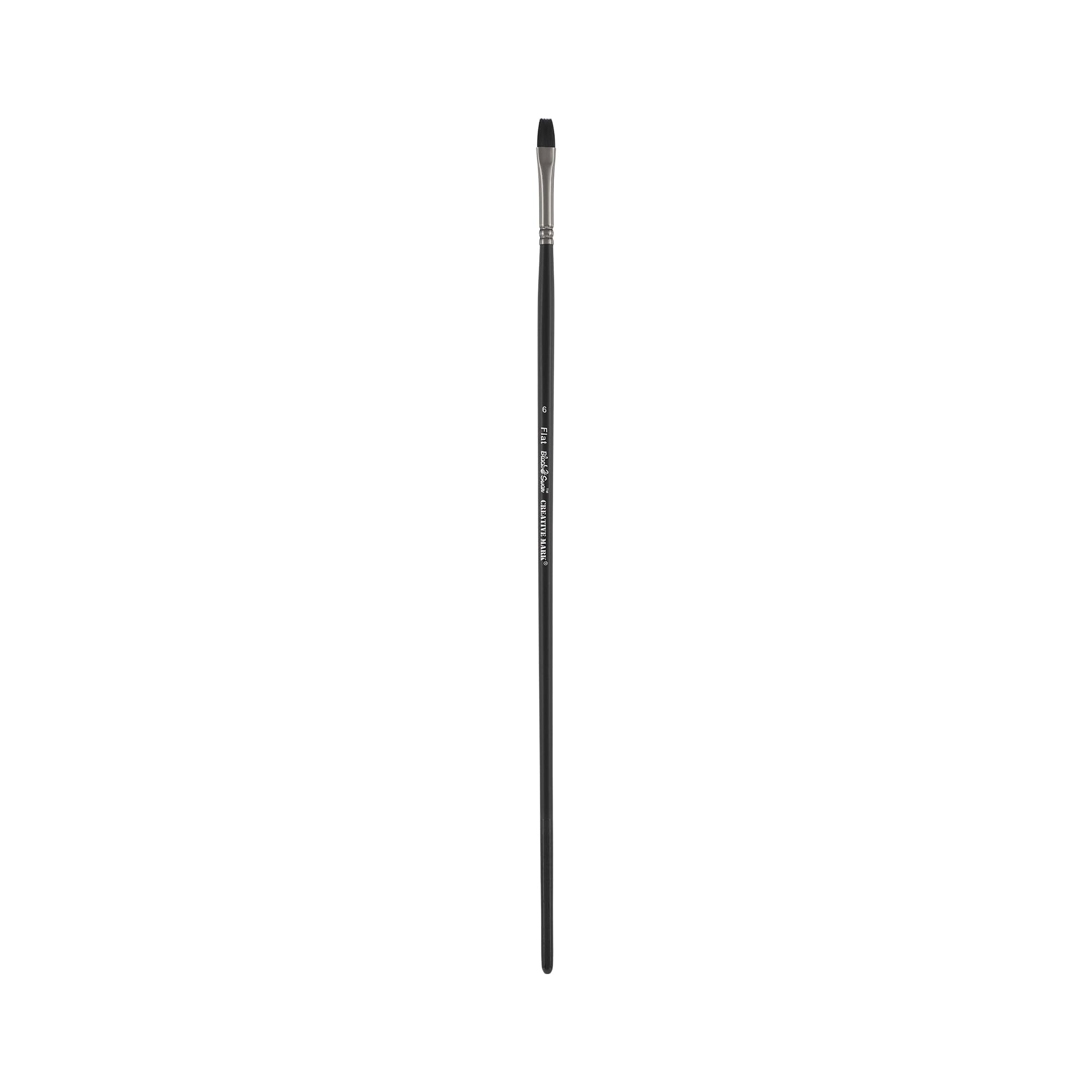 Black Swan Synthetic Red Sable Flat Paint Brush - Size #6 - Professional Artist Brush for Oil, Acrylic & Heavy Body Media - Long Handle for Comfort - Perfect for Canvas Painting, Wall Art & DIY Projects