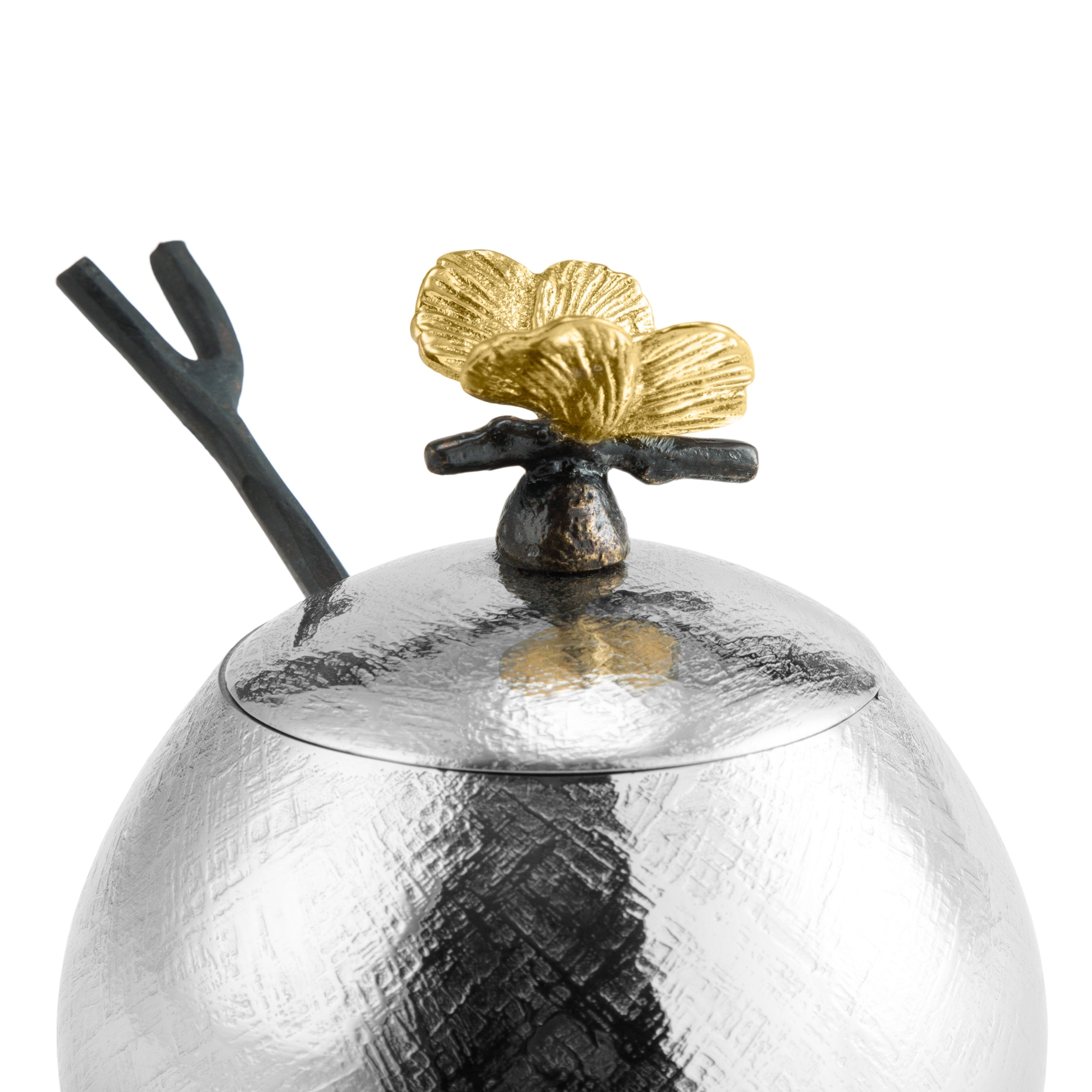 Butterfly Ginkgo Ceramic Pot with Spoon - Elegant Tea Canister & Sugar Jar for Kitchen & Dining Room Decor