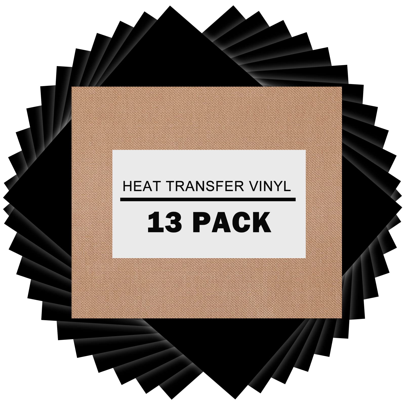 XSEINO 13-Pack Black HTV Heat Transfer Vinyl Sheets 12