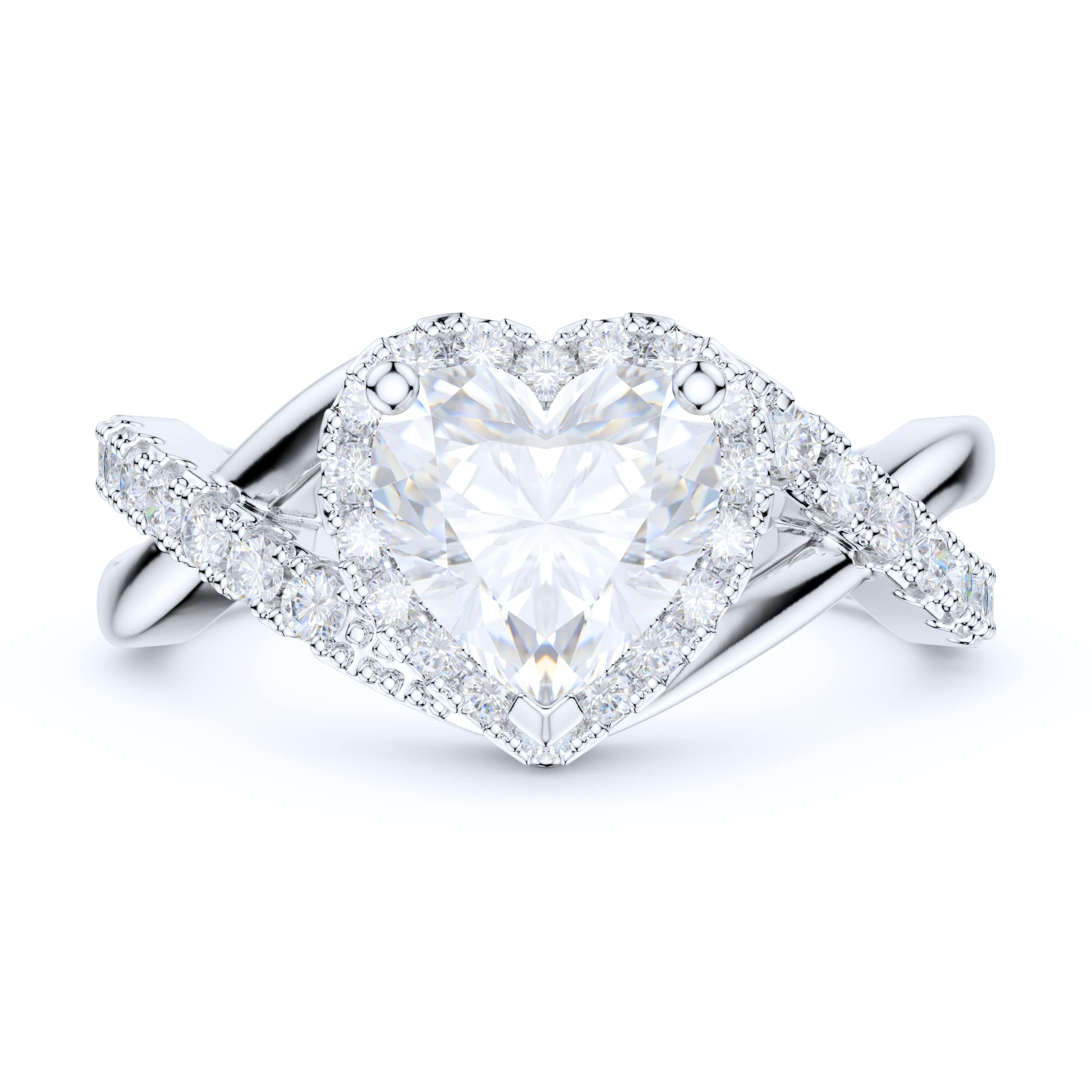 Elegant Sterling Silver Split Shank Infinity Heart Halo Ring with Simulated Diamond or Genuine Moissanite - Perfect Promise & Engagement Ring for Weddings, Anniversaries & Romantic Gifts