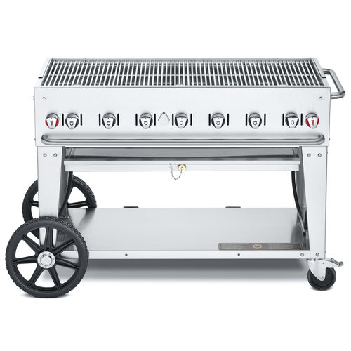Crown Verity CV MCB 48 Mobile BBQ Grill & Charbroiler with Water Pan - Propane Gas Powered for Outdoor Cooking, Catering & Backyard Parties