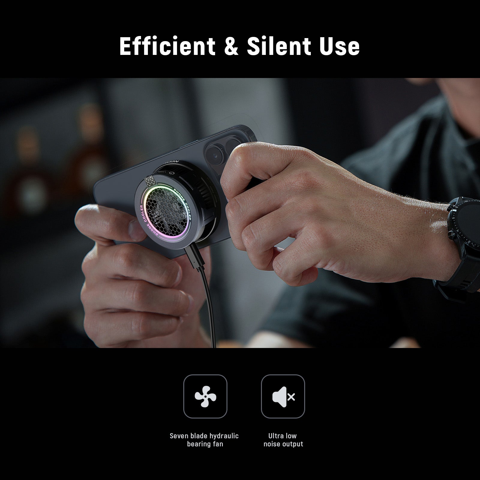 NEEWER BASICS PA069 Magnetic Phone Cooler Fan - Portable Cooling Fan for iPhone & Android - Prevent Overheating While Gaming & Streaming - Perfect for Gaming, Video Calls & Outdoor Use