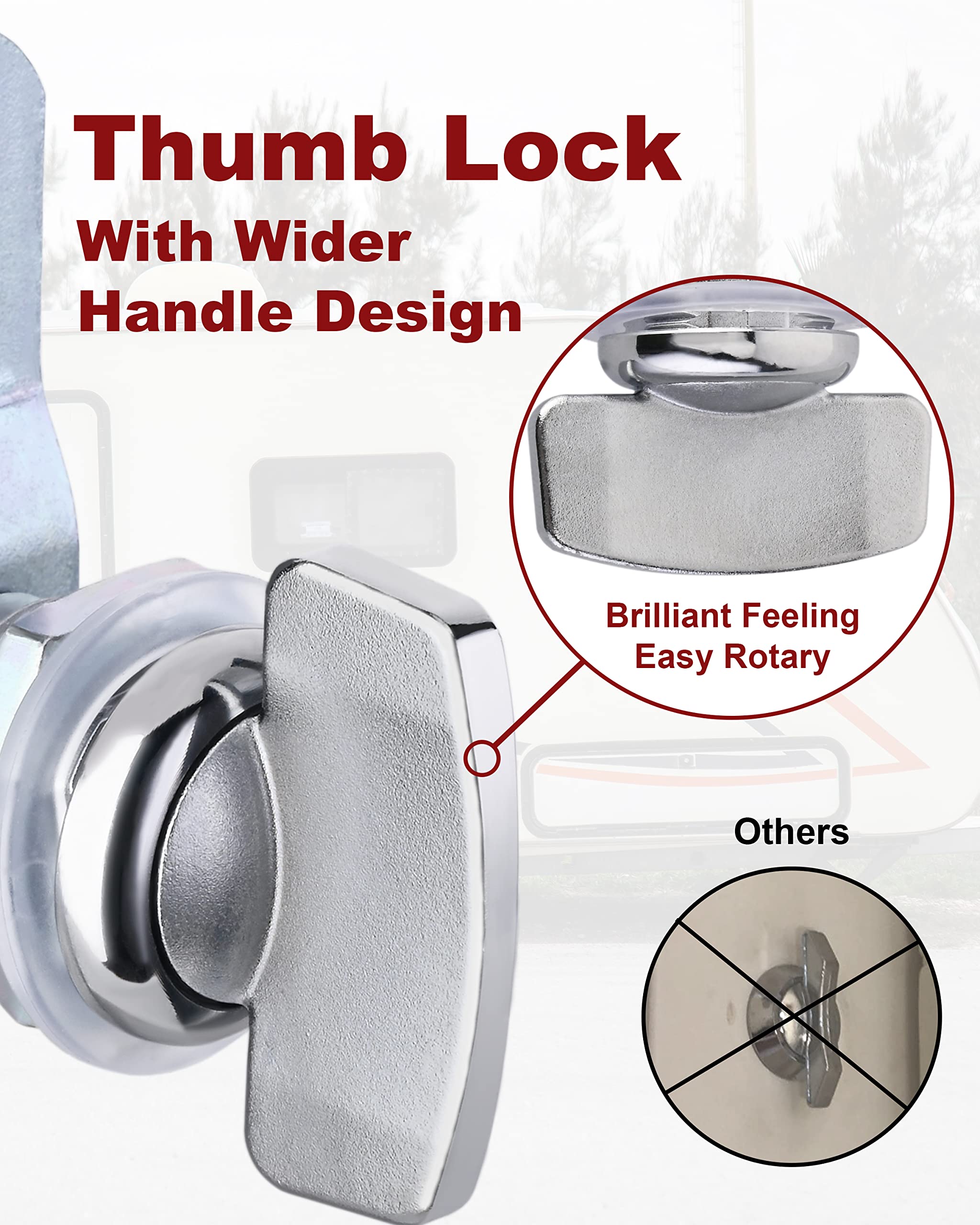 RV Thumb Cam Lock - Keyless Twist Operated for Boat & RV Storage, Outdoor Shower Latch (1-1/8 Inch, Pack of 10) - Secure Compartments, Baggage Doors & Marine Applications