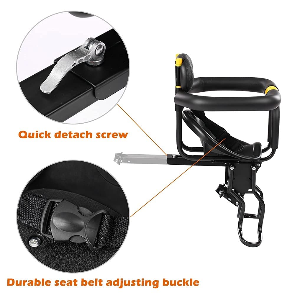 **SXZHSM Kids Bike Front Mount Seat - Adjustable & Safe Child Bicycle Carrier with Handrail for Toddlers & Infants - Compatible with Mountain Bikes, Road Bikes & Commuting - Perfect for Family Rides, Outdoor Adventures & Daily Errands**