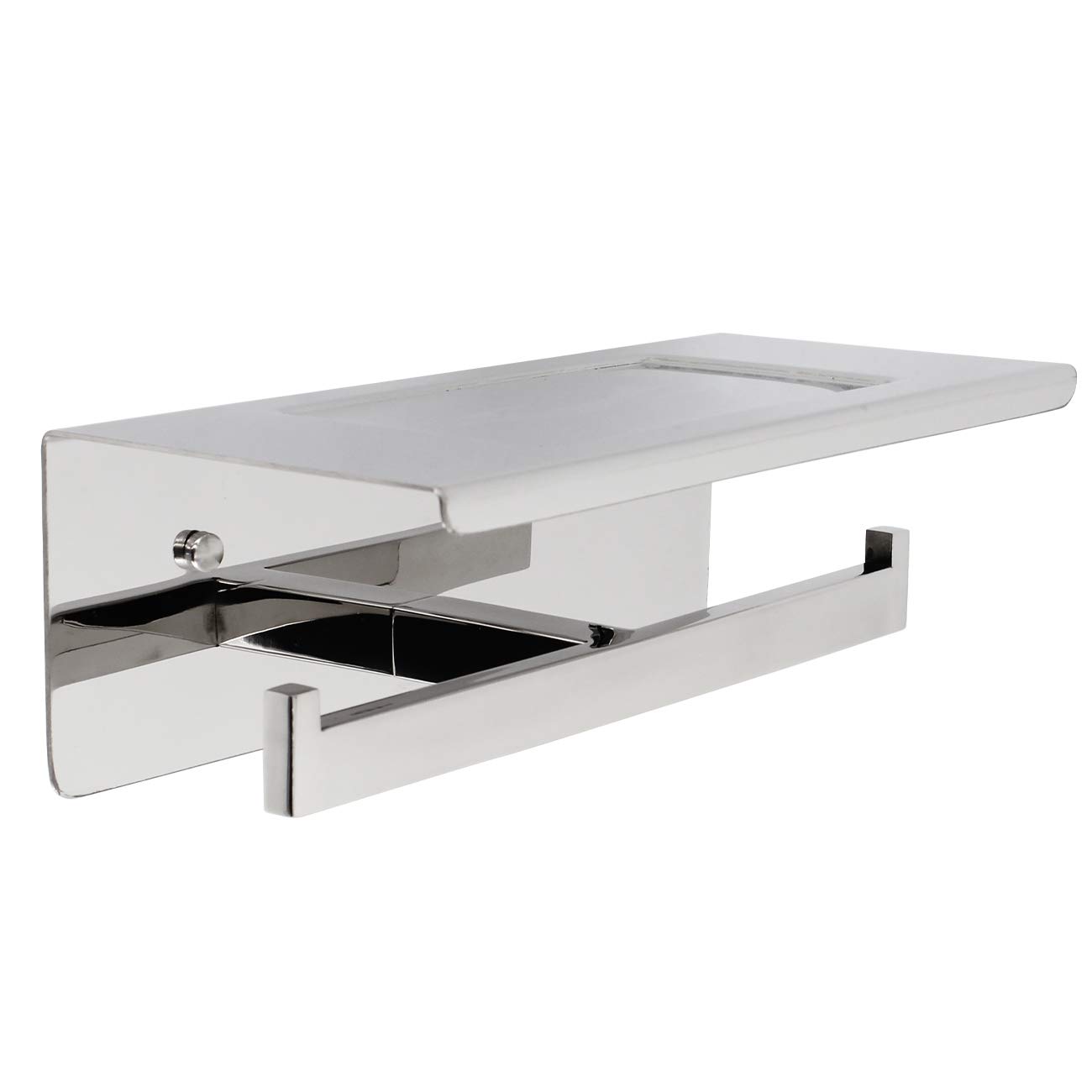 Stainless Steel Wall Mounted Toilet Paper Holder with Shelf - Double Roll Bathroom Tissue Dispenser for Modern Homes & Commercial Spaces