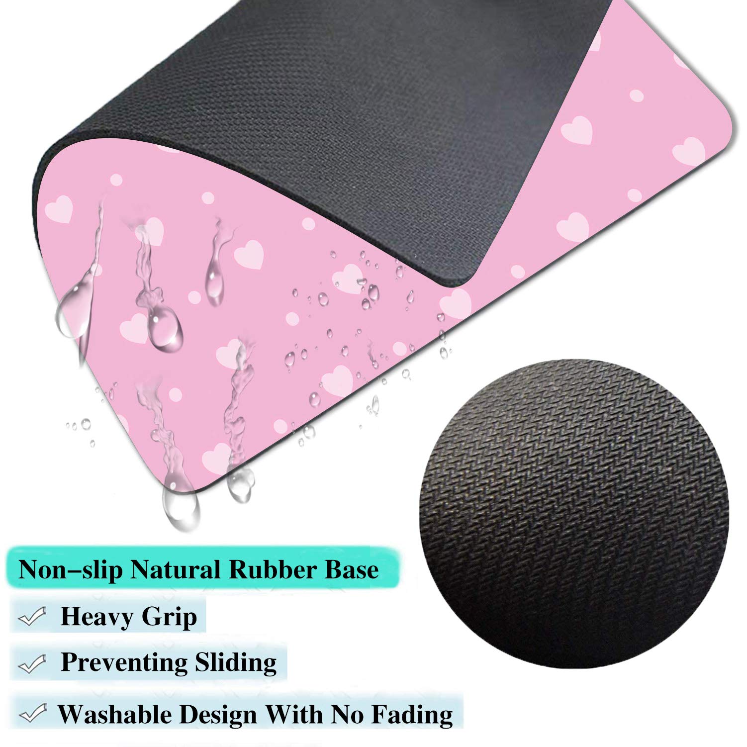 IMAYONDIA Cute Pink Hearts Mouse Pad for Kids & Girls - Non-Slip Rubber Base, Portable Wireless Mouse Mat for Laptop, Office & Home Use - Perfect Gift for Valentine's Day, Birthday & School Supplies