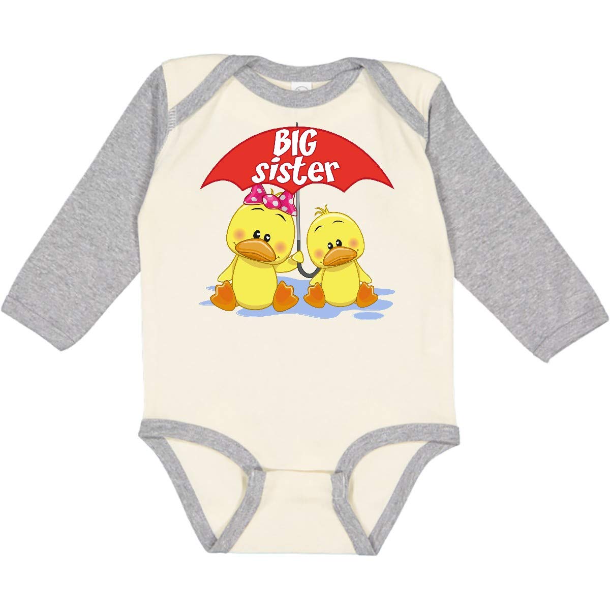 Inktastic Big Sister Duck Long Sleeve Baby Bodysuit - Adorable Duck Design for Newborns & Infants - Perfect for Family Photos, Sibling Matching Outfits & Special Occasions