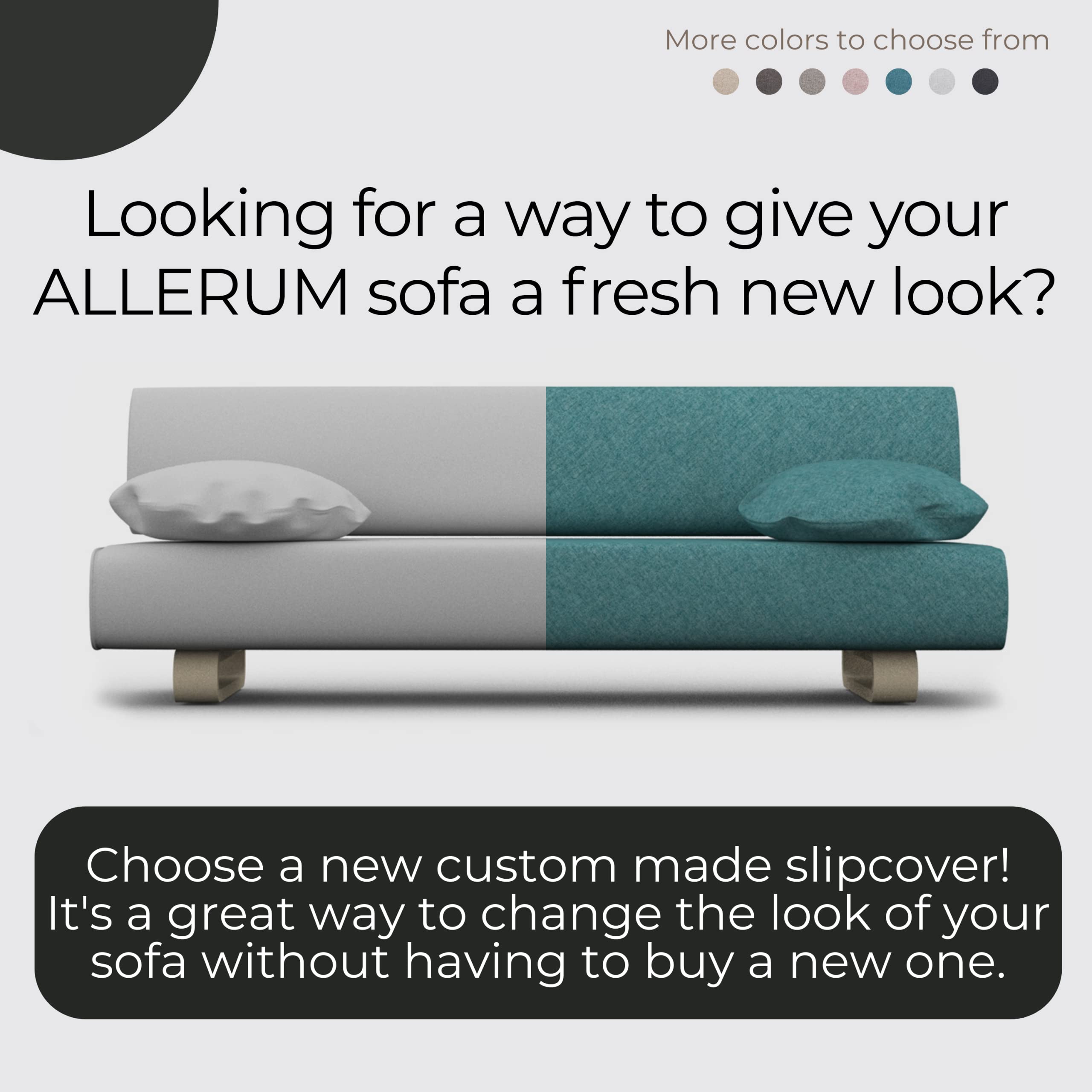 Allerum Sofa Bed Cover - Heavy Duty 4-Piece Replacement Slipcover with Stain & Pet Resistant Nano-Tech Fabric - Easy to Clean & Install - Cashmere Blend Anthracite - Perfect for Living Room, Guest Room & Pet-Friendly Homes