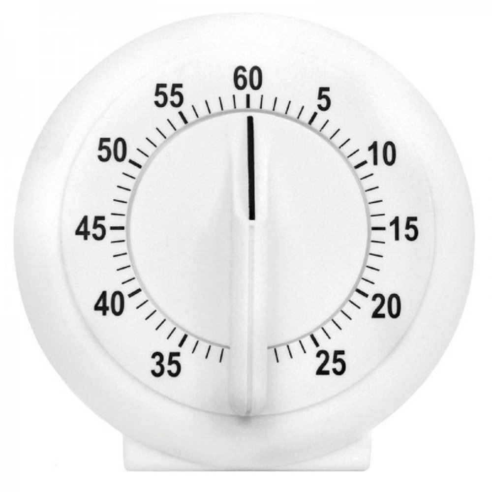 60 Minute Mechanical Kitchen Timer with Loud Alarm - Perfect for Cooking, Baking, Gym Workouts, Homework & Office Meetings - White Countdown Timer for Home, Kitchen & Classroom Use