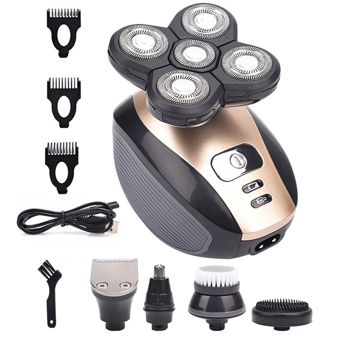 5-in-1 Cordless Electric Razor for Men - Waterproof USB Rechargeable Bald Head Shaver & Nose Hair Trimmer Kit | Perfect for Travel, Gym & Daily Grooming