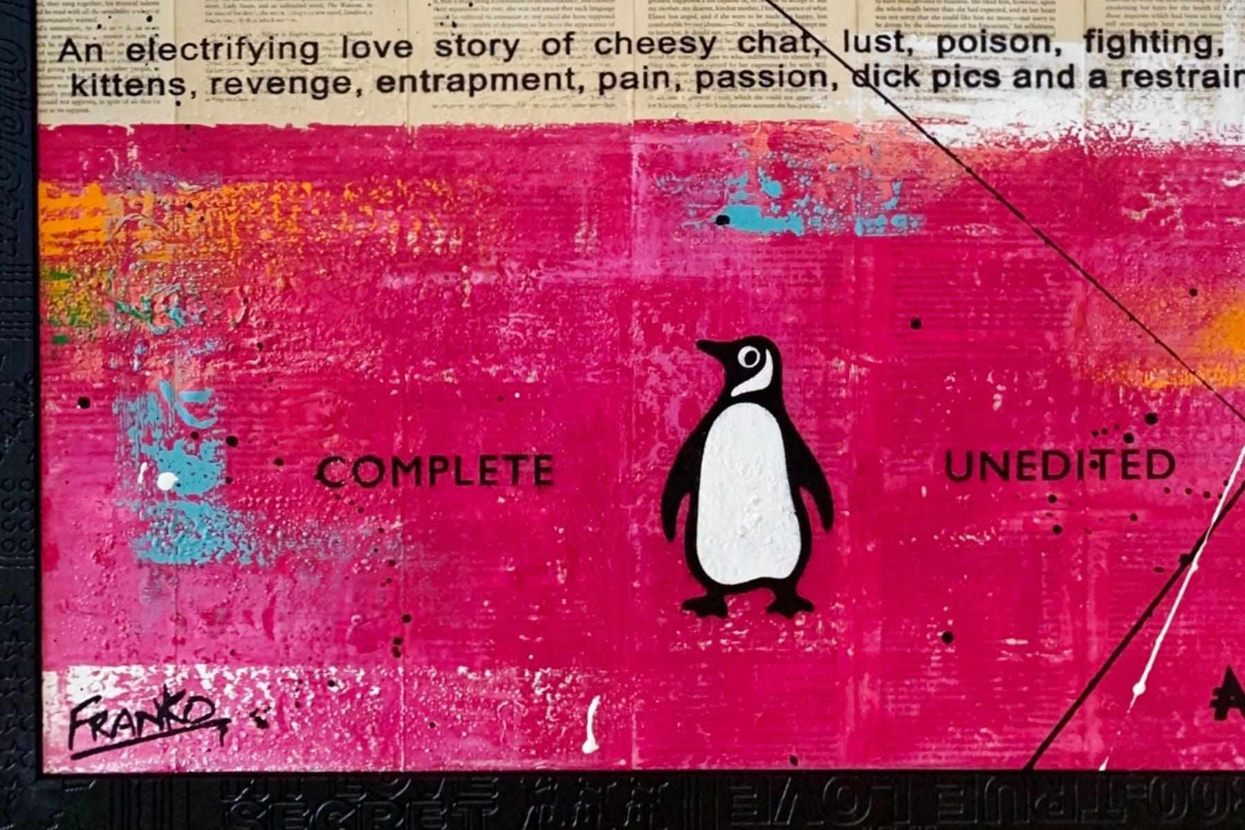 The Incurable Romantic - 75cm x 100cm Urban Pop Art Book Club Painting with Custom Etched Frame - Perfect for Living Room Decor, Bedroom Wall Art & Book Lover Gifts
