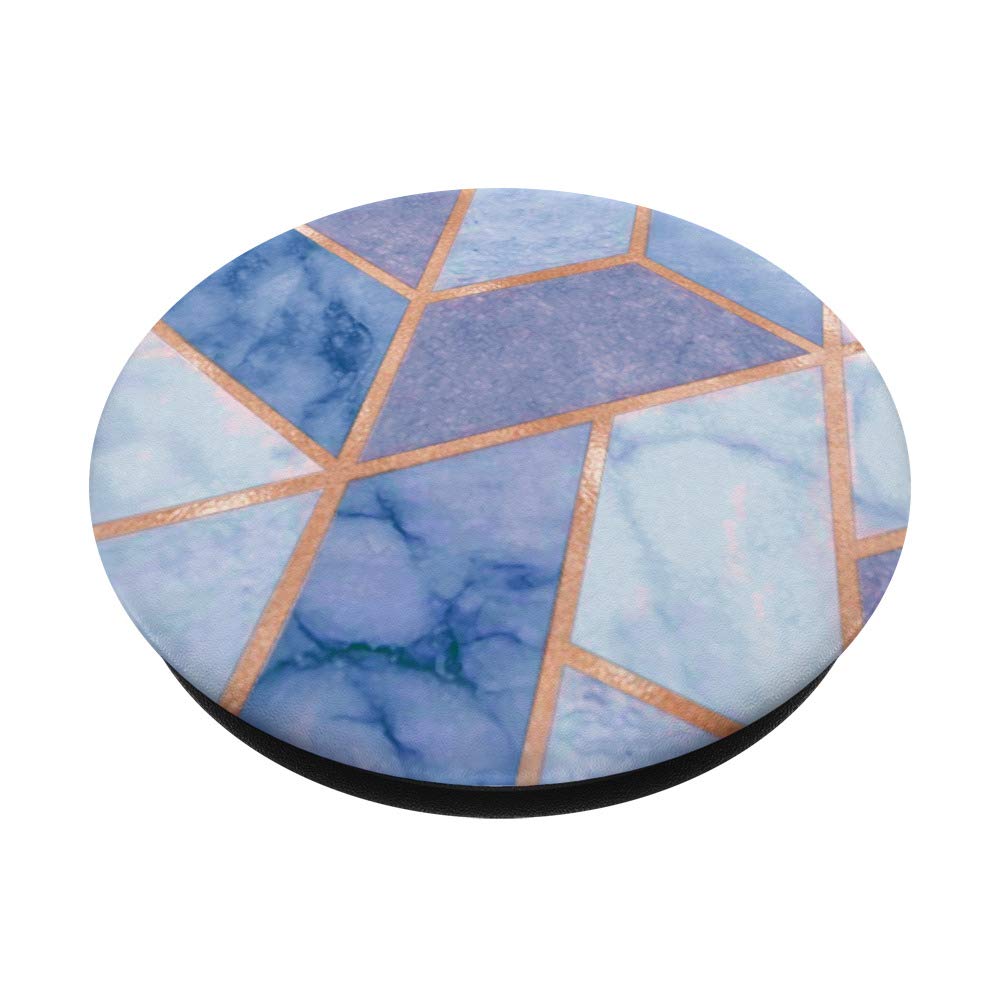 Light Blue Marble Effect Golden Rose Geometric Chic Design PopSockets PopGrip - Swappable Phone Grip for iPhone, Samsung & Tablets - Perfect for Work, Travel & Selfies