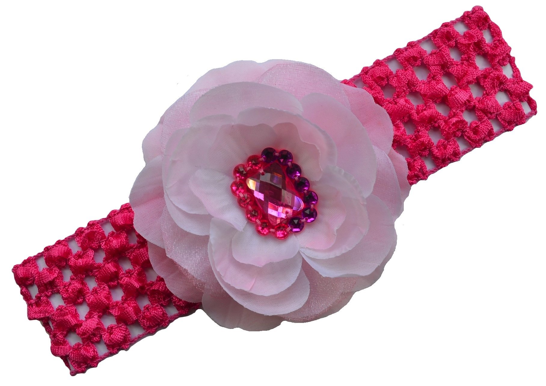Scarlett Silk Flower Crochet Headband for Baby & Toddler Girls | Handmade Hair Accessory for Newborn, Infant & Kids | Perfect for Photos, Parties & Special Occasions
