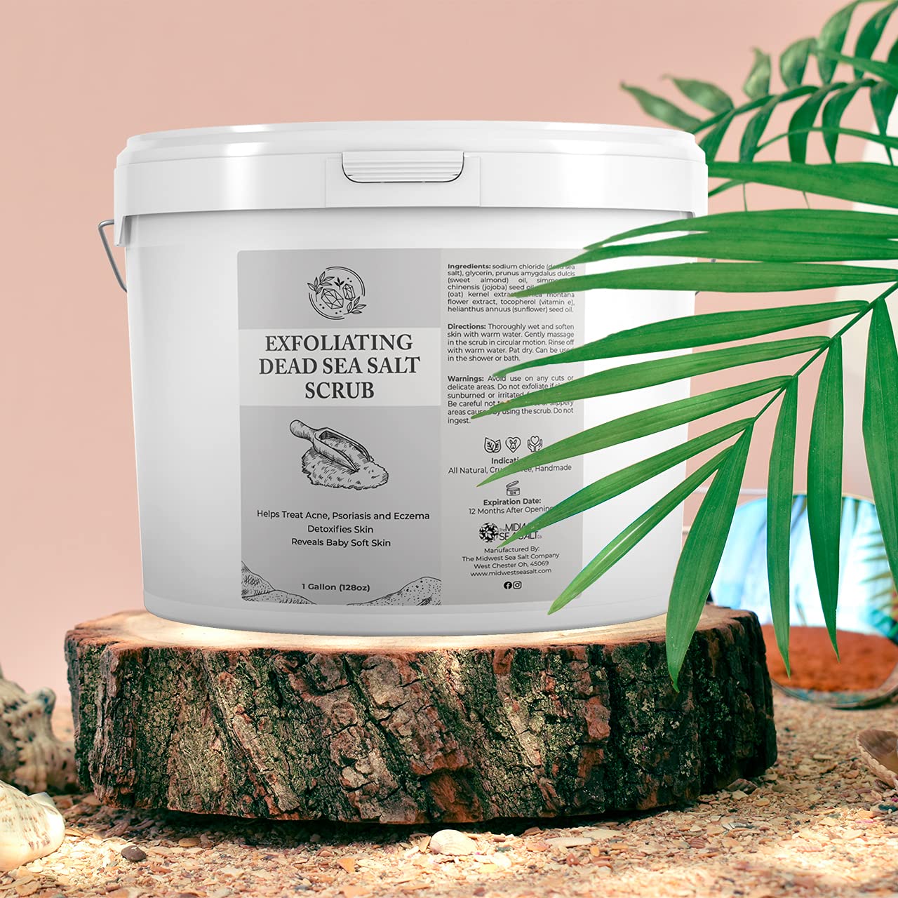 Exfoliating Dead Sea Salt Scrub with Rose Absolute - 128oz Large Size - Natural Body Scrub for Dry Skin & Cellulite Reduction - Perfect for Spa Day, Home Relaxation & Gift Giving